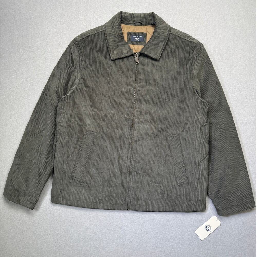 Dockers Men's Corduroy Laydown Collar Jacket Chartreuse Large $225